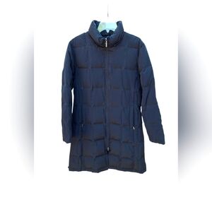 Braetan Down Puffer Funnel Neck Jacket Parka Quilted Vented Long Black Womens L